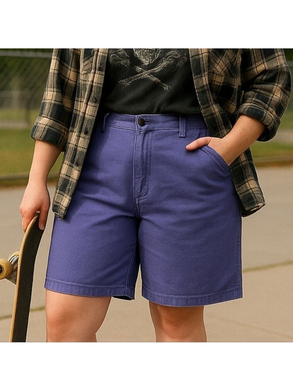 Purple 90s vintage jorts denim shorts, Carolina Bay size 18W 32
